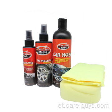 Professionaalne autode puhastuskomplekt, mida detailselt hoolduskomplekt